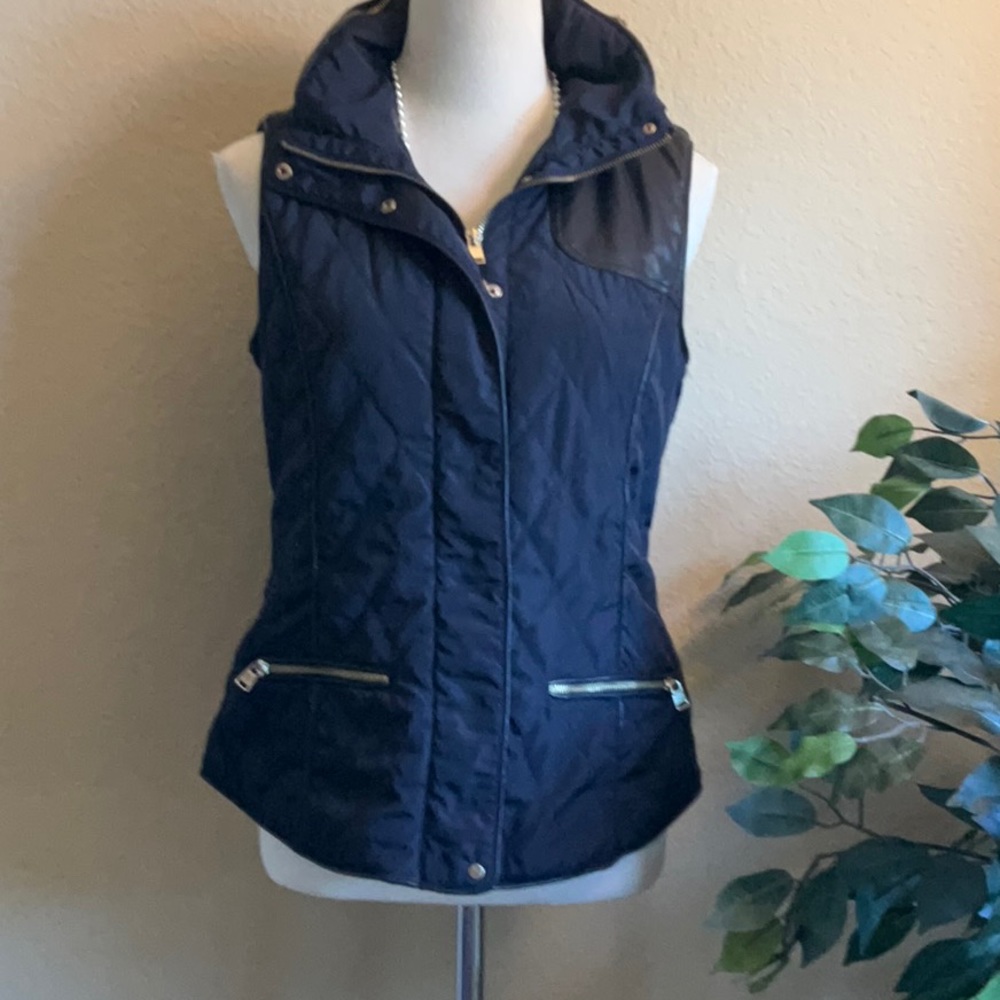 Zara Black Quilted Vest with High Collar